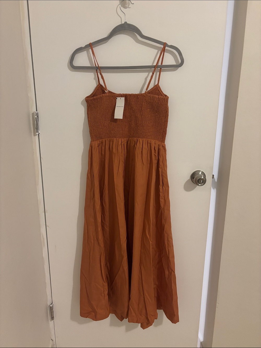 Abercrombie & Fitch Burnt Orange Smocked Maxi Dress - Picture 2 of 5